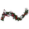 Northlight 6' x 12" Pre-Lit Plaid Bows and Red Berries Artificial Christmas Garland - Warm White Lights Image 1