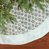 Northlight 60" White and Silver Sequin Snowflake Christmas Tree Skirt with Faux Fur Border Image 1