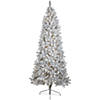 Northlight 7.5' Pre-Lit Slim Flocked Pine Artificial Christmas Tree - Warm White LED Lights Image 1