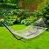 Northlight 78" White Lattice Macrame Netted Hammock with Bars Image 1