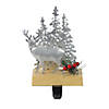 Northlight 8.5" Silver and Brown Galvanized Metal Deer with Trees Christmas Stocking Holder Image 1