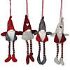 Northlight 8" Red and Gray Plush Gnome Christmas Ornaments, Set of 4 Image 1