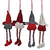 Northlight 8" Red and Gray Plush Gnome Christmas Ornaments, Set of 4 Image 2