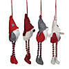 Northlight 8" Red and Gray Plush Gnome Christmas Ornaments, Set of 4 Image 3