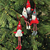 Northlight 8" Red and Gray Plush Gnome Christmas Ornaments, Set of 4 Image 4