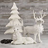 Northlight 9.75" White Cable Knit Sitting Reindeer Christmas Figure Image 1