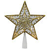 Northlight 9" Gold and White Glittered Star LED Christmas Tree Topper - Warm White Lights Image 1