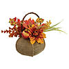 Northlight 9" Yellow Autumn Harvest Floral in Pumpkin Basket Tabletop Decor Image 1