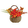 Northlight 9" Yellow Autumn Harvest Floral in Pumpkin Basket Tabletop Decor Image 2