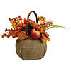 Northlight 9" Yellow Autumn Harvest Floral in Pumpkin Basket Tabletop Decor Image 3