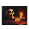 Northlight Black and Orange LED Lighted Skull Halloween Wall Art 12" x 15.75" Image 1