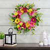 Northlight chrysanthemum and daisy floral spring wreath  pink and yellow 23" Image 1