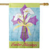 Northlight Easter Blessings Cross and Lilies Outdoor House Flag 28" x 40" Image 1