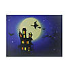 Northlight Fiber Optic and LED Lighted Witch in the Moon Halloween Canvas Wall Art 12" x 15.75" Image 1