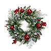 Northlight Flocked Mixed Pine with Ornaments and Berries Artificial Christmas Wreath  24-Inch  Unlit Image 1