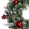 Northlight Flocked Mixed Pine with Ornaments and Berries Artificial Christmas Wreath  24-Inch  Unlit Image 2