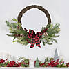Northlight Icy Winter Foliage and Plaid Bow Artificial Christmas Twig Wreath  23 inch  Unlit Image 1