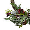 Northlight Icy Winter Foliage and Plaid Bow Artificial Christmas Twig Wreath  23 inch  Unlit Image 2