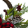 Northlight Icy Winter Foliage and Plaid Bow Artificial Christmas Twig Wreath  23 inch  Unlit Image 3