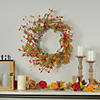Northlight Orange Berries and Yellow Leaves Fall Harvest Artificial Wreath  22" Image 1