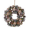 Northlight Pastel Pink Pine Cones and Stars Glittered Artificial Christmas Wreath  13-Inch  Unlit Image 1