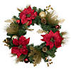 Northlight Poinsettias and Ball Ornaments Artificial Christmas Wreath - 24-Inch  Unlit Image 1