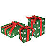 Northlight - Pre-Lit Green and Red Gift Boxes Outdoor Christmas Decorations, Set of 3 Image 1