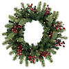 Northlight Pre-lit Noble Fir with Red Berries and Pine Cones Artificial Christmas Wreath - 24" - Clear Lights Image 1