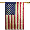Northlight Red and Blue Embroidered Tea-Stained American House Flag 28" x 40" Image 1