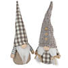 Northlight Set of 2 Beige and White Gingham Nordic Christmas Gnomes  13" Image 1