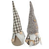 Northlight Set of 2 Beige and White Gingham Nordic Christmas Gnomes  13" Image 1