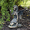 Northlight Set of 2 Bronze Kneeling Fairies With Flowers and a Butterfly Outdoor Garden Statues - 7" Image 2