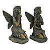 Northlight Set of 2 Bronze Kneeling Fairies With Flowers and a Butterfly Outdoor Garden Statues - 7" Image 3