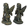 Northlight Set of 2 Bronze Kneeling Fairies With Flowers and a Butterfly Outdoor Garden Statues - 7" Image 4