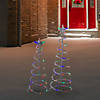 Northlight Set of 2 LED Lighted Multi-Color Outdoor Spiral Christmas Cone Trees 3'  4' Image 1