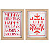 Northlight Set of 2 Red and White Holiday Slogans Wooden Christmas Plaques Image 1