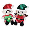 Northlight Set of 2 Red Plush Sitting Boy and Girl Christmas Elf Figures 13" Image 1