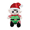 Northlight Set of 2 Red Plush Sitting Boy and Girl Christmas Elf Figures 13" Image 1