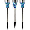 Northlight Set of 3 Blue Mosaic Stained Glass Solar Powered LED Pathway Markers 15.5" Image 1