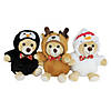 Northlight Set of 3 Brown and Black Teddy Bear Stuffed Animal Figures in Christmas Costumes 8" Image 1