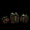 Northlight Set of 3 Brown and Green Lighted Glitter Gift Boxes Christmas Decoration 12" Image 2