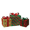Northlight - Set of 3 Green and Red Lighted Gift Boxes Outdoor Christmas Decor Image 1