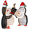 Northlight Set of 3 LED Lighted Penguins Building Snowman Outdoor Christmas Decoration 35" Image 1