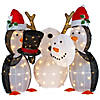 Northlight Set of 3 LED Lighted Penguins Building Snowman Outdoor Christmas Decoration 35" Image 2