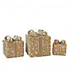 Northlight - Set of 3 Lighted Natural Snowflake Burlap Gift Boxes Christmas Outdoor Decorations Image 1