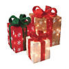 Northlight - Set of 3 Lighted Red and Ivory Christmas Gift Boxes Outdoor Decor Image 1