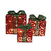 Northlight - Set of 3 Lighted Sparkling Red Swirl Glitter Gift Boxes Outdoor Christmas Decorations Image 1