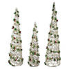 Northlight Set of 3 Lighted White Berry and Pine Needle Cone Tree Christmas Decorations Image 1