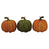 Northlight Set of 3 Orange and Green Artificial Fall Harvest Pumpkins 4" Image 1