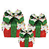 Northlight - Set of 3 Pre-Lit Snow and Candy Covered Sisal Gift Boxes Christmas Outdoor Decorations Image 1